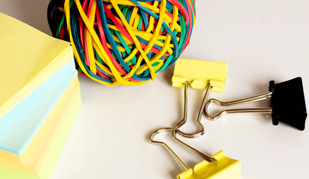 istock Close up view of the office tools on white background 1323356621