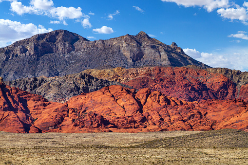 Road in Valley of Fire, Nevada in morning light. View from Mouse's Tank.