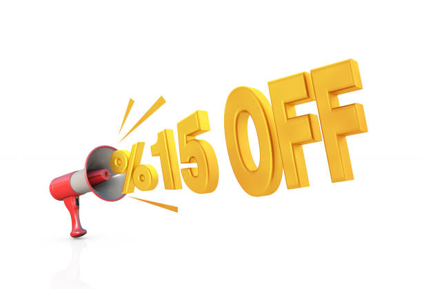 istock 15% off Discount, Megaphone with Sale Announcement 1323357108