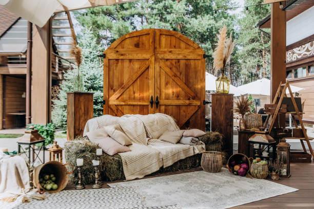 istock rustic photo zone hay sofa wooden gate 1323365443
