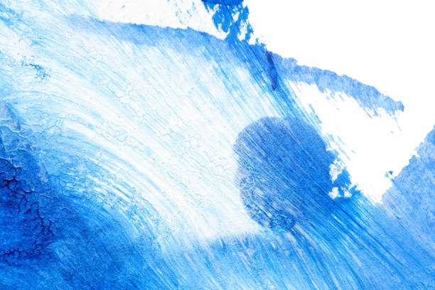 istock abstract blue acrylic painting color texture on white paper background by using rorschach inkblot method. 1323366643