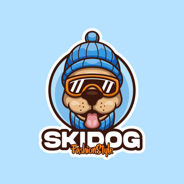 ilustrações, clipart, desenhos animados e ícones de design do símbolo do mascote do desenho animado ski dog clothes - sports venue