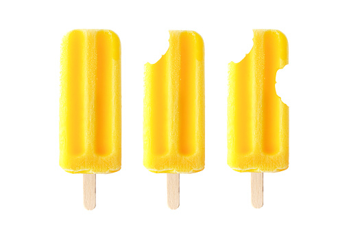 3d rendering of Ice cream stick, Popsicle, Minimal summer concept on neon background.