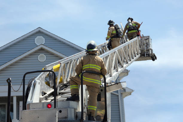 istock firefighters on a ladder fire brigade emergency 1323372068