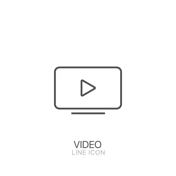 Vector illustration of Video outline vector icon. Editable stroke Play video icon in flat style