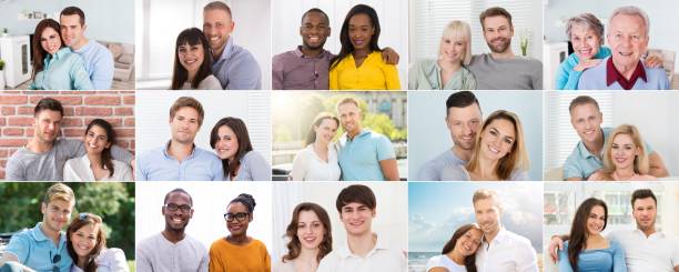 istock Happy Couple People Faces Portrait Collage 1323383075