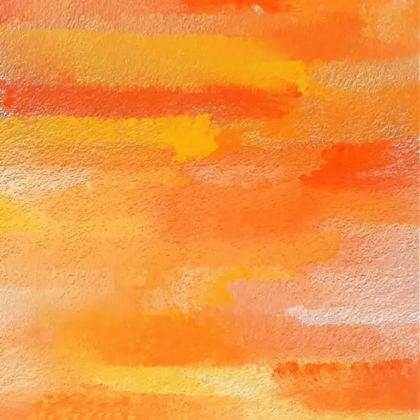 Vector illustration of Abstract Background with Orange Watercolor Brush Strokes and Gold Glitter Spray Paint. Soft Pastel Grunge Texture. Orange Colored Brush Stroke Clip Art. Orange Blot Isolated. Elegant Texture Design Element for Greeting Cards and Labels.
