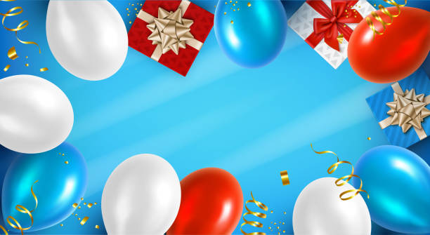 праздничные воздушные шары и подарки фон - balloon pink black anniversary stock illustrations