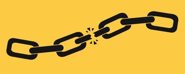 Broken chain, great design for any purposes. Isolated on yellow vector Broken chain, great design for any purposes. Isolated on yellow vector illustration. chain stock illustrations