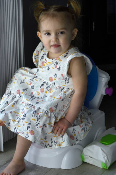 istock 2 Year Old Female Toddler Sitting on a Potty 1323388508
