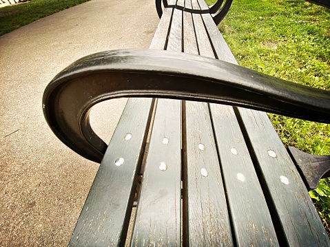 Park bench seat in a public park