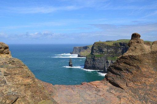 Stunning rocks on the Cliffs of Moher in Ireland