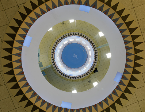 San Jose, California - June 12, 2021: Interior of Dome at the Sikh Gurdwara