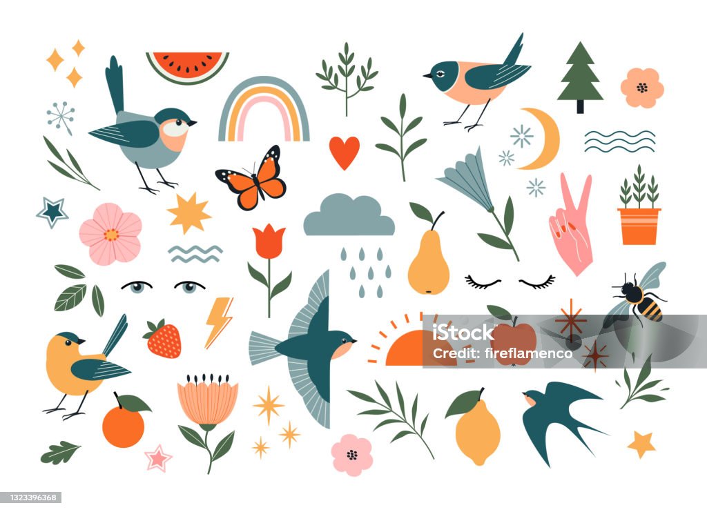 Letnie elementy graficzne wektorowe natury - Grafika wektorowa royalty-free (Ptak) Letnie elementy graficzne wektorowe natury - Grafika wektorowa royalty-free (Ptak)