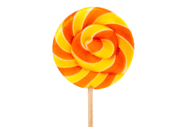 Round striped swirling lollipop isolated on white background