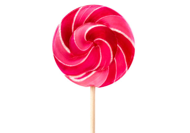 istock Round striped swirling lollipop isolated on white background 1323401124