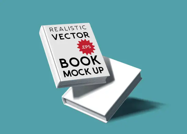 Vector illustration of White Realistic Blank Hardcover Books Vector