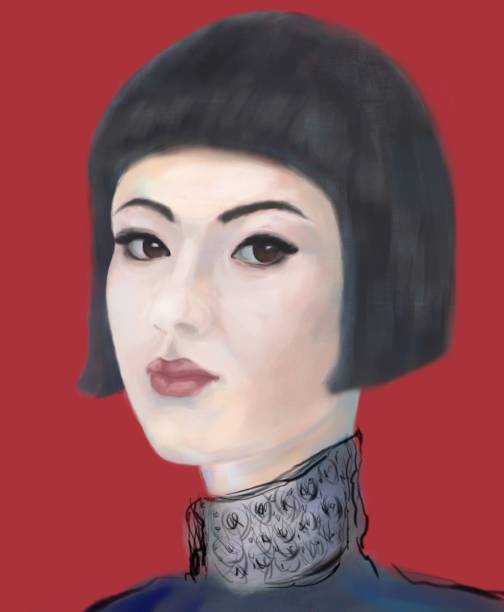 istock Painterly portrait of an asian girl in impressionism style 1323410559