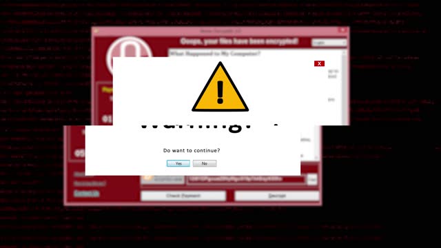 Ransomware Technology Red Background with Binary Code Animation