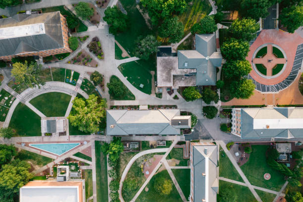 Aerial over North Carolina Central University in the Spring