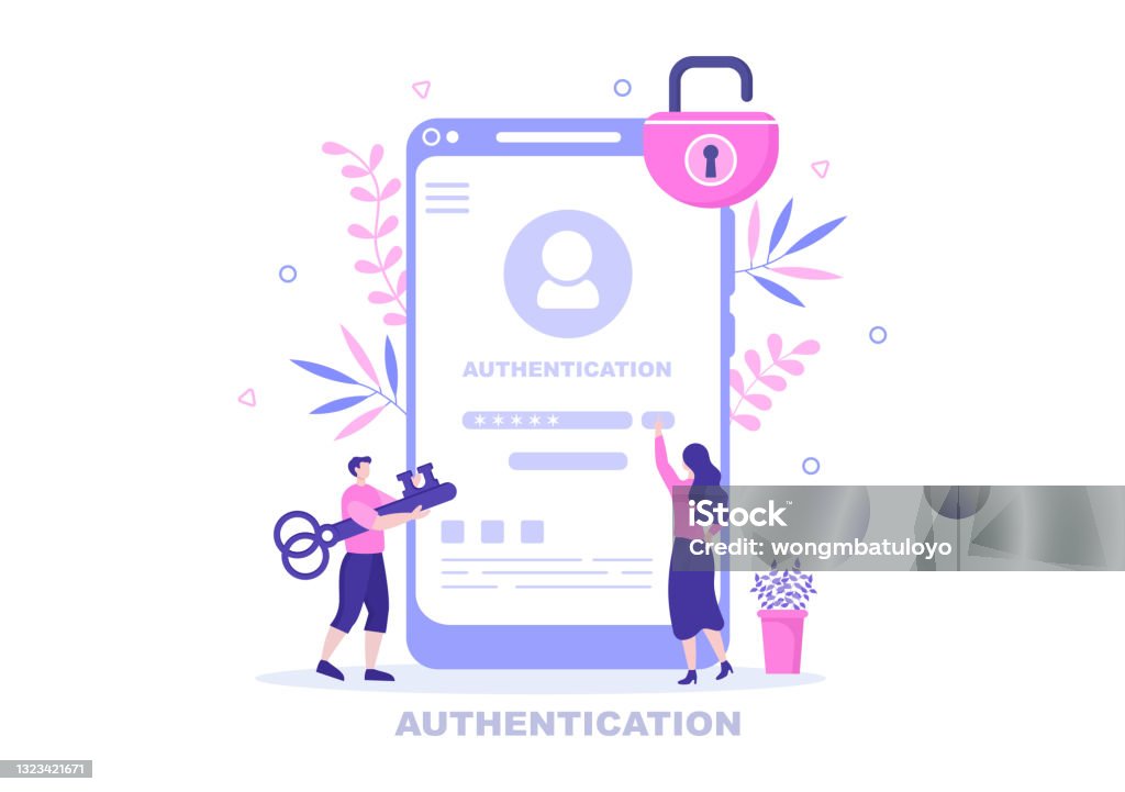 Software Authentication Vector Authentication Security Vector Illustration Via Phone Or Computer For ...