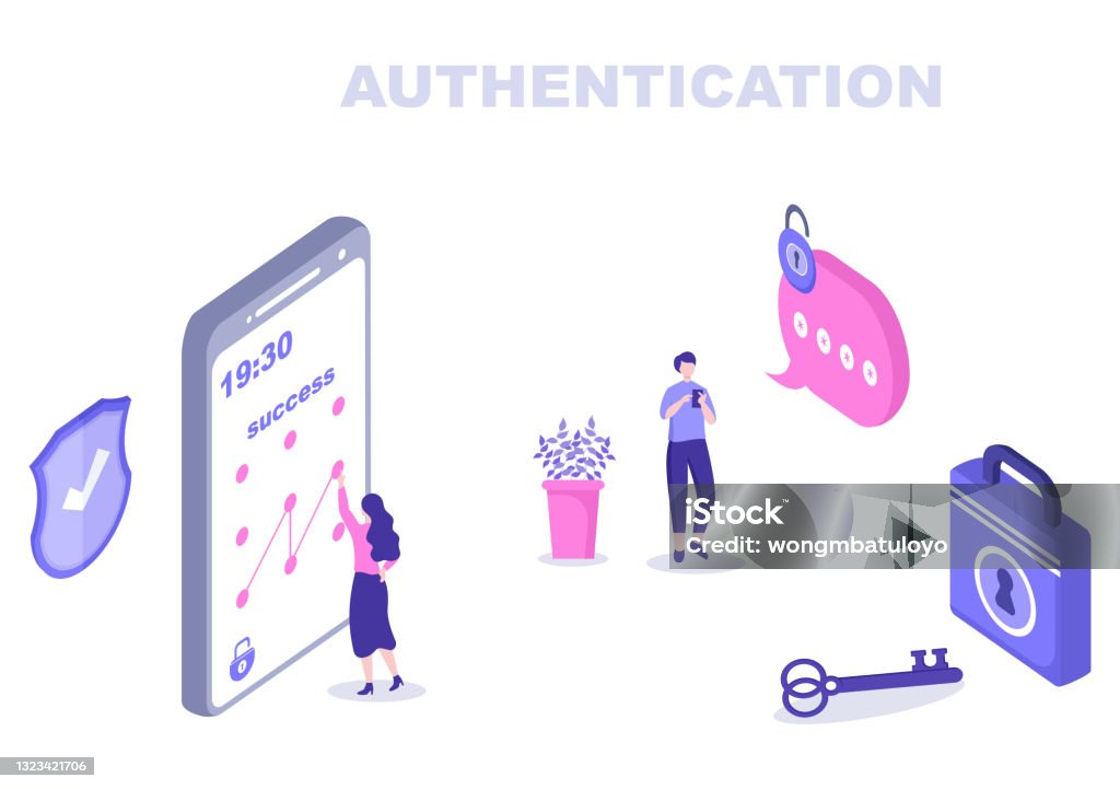 Software Authentication Vector Authentication Security Vector Illustration Via Phone Or Computer For ...