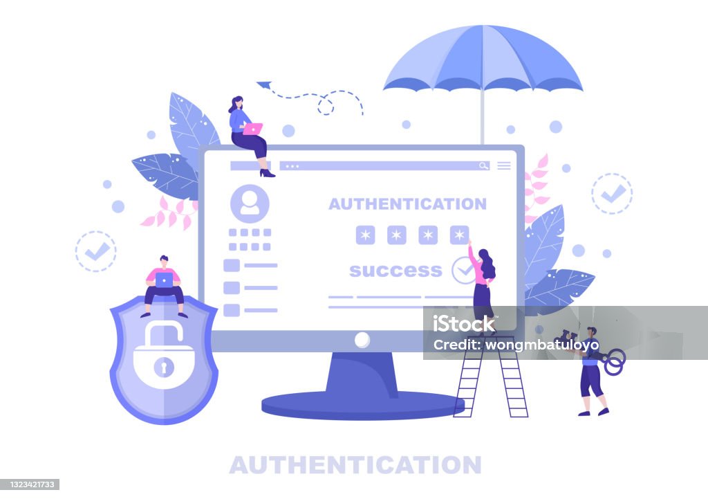 Authentication Vector Key Authentication Security Vector Illustration Via Phone Or Computer For ...