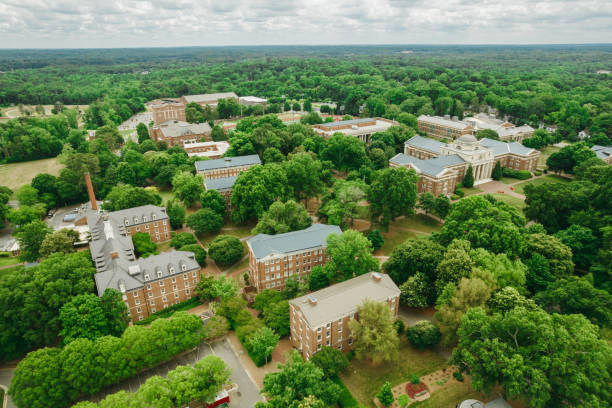 istock Aerial over college campus in the spring 1323422356