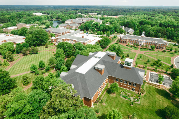istock Aerial over college campus in the spring 1323422371