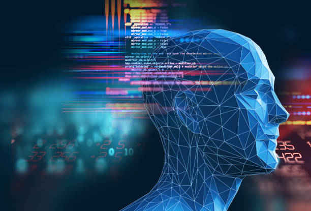 istock 3d illustration of cyber robot human on technology background. 1323426328