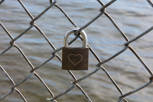 forever love heart padlock on the fence