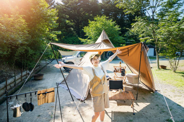 istock A woman enjoying a solo camp 1323427427
