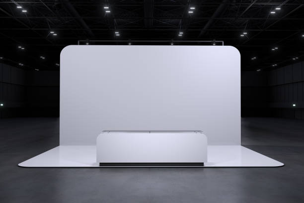 istock Exhibition standing for mockup and Corporate identity,display.Empty booth Design.Retail booth design elements in Exhibition hall.Booth system of Graphic Resources.3d render. 1323430111