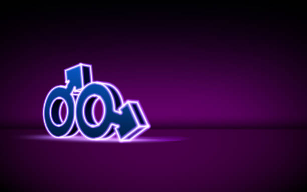 Gender signs illustration for lgbt themed background with two sexual male couple symbols. 3D gender signs for pride month or same sex marriage greeting cards. Vector illustration Gender signs illustration for lgbt themed background with two sexual male couple symbols. 3D neon gender signs for pride greeting cards or same sex wedding invitation. Vector illustration disco themed party stock illustrations