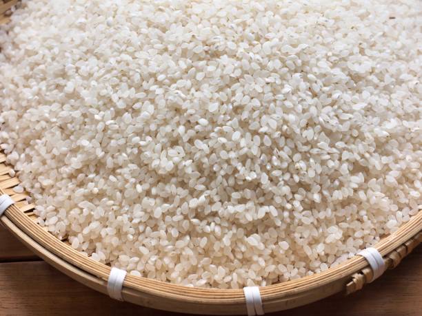 Asian food organic white rice stock photo