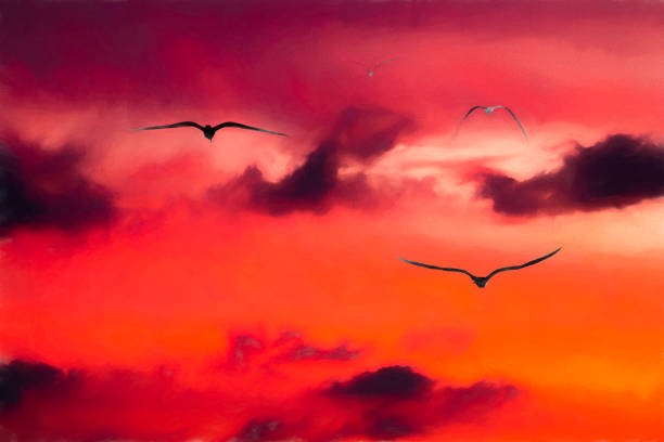 istock Sunset Birds Uplifting Inspirational Painting 1323437937