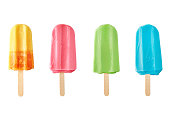 Colorful frozen ice cream on white background