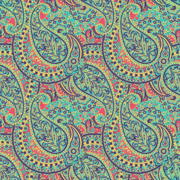 istock Paisley vector seamless pattern. Fantastic flower, leaves. Textile bohemian print. Batik painting. Vintage 1323444506