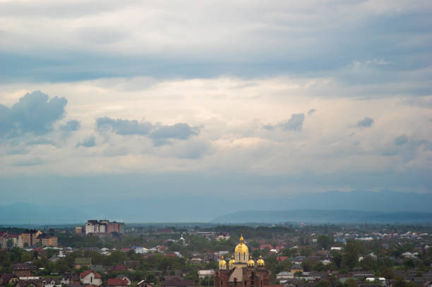istock Ivano-Frankivsk city on a cloudy day, panorama 1323446677