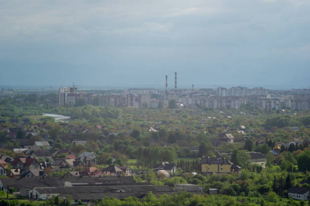 istock Ivano-Frankivsk city on a cloudy day, panorama 1323446776