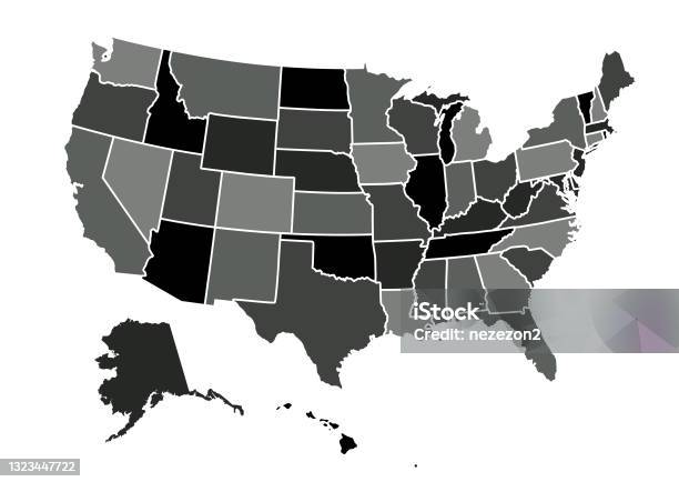 Usa Map Vector Illustration Stock Illustration - Download Image Now - Map, Arizona, USA