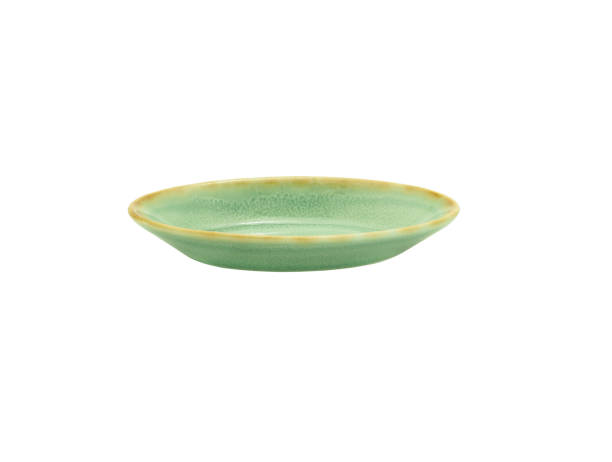 istock Oval ceramic plate turquoise japanese style isolated on a white background. Use for home or restaurant, food design. Kitchen accessory. 1323447783
