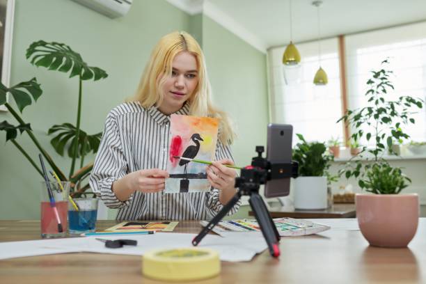 istock Creative blog of young artist, online master classes in drawing 1323448477