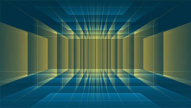 미래지향적 포털 또는 터널 - tunnel abstract backgrounds blue stock illustrations