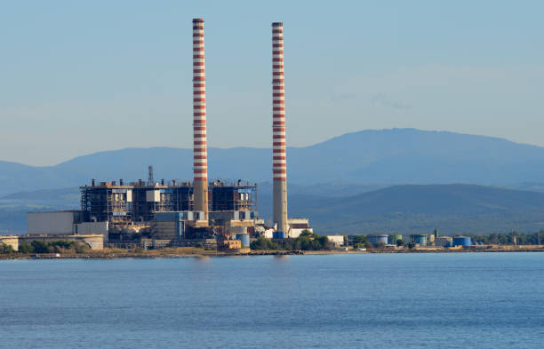 istock Steel mill by the sea 1323449599