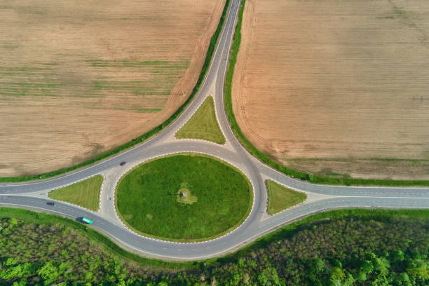 istock Aerial view of circle crossroad 1323449804