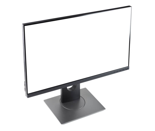 istock Blank white flat screen TV computer monitor isolated on white background. 1323450548