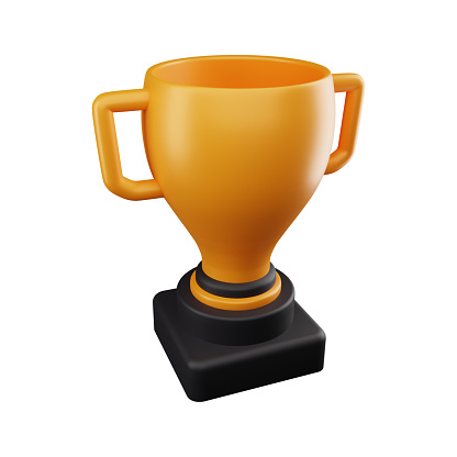 3D rendering of trophy icon. winner and rewards concept. isolated on white background