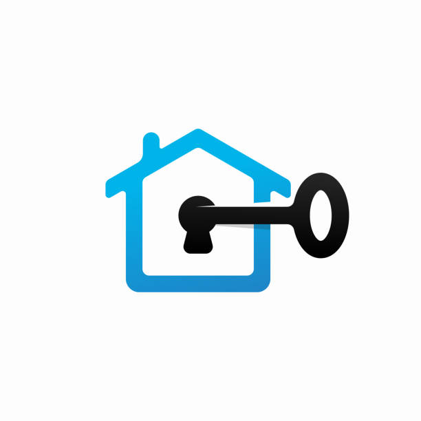 ключевые открытые дома логотип шаблон дизайн - real estate house key backgrounds stock illustrations