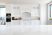 Empty White Marble Kitchen Countertop